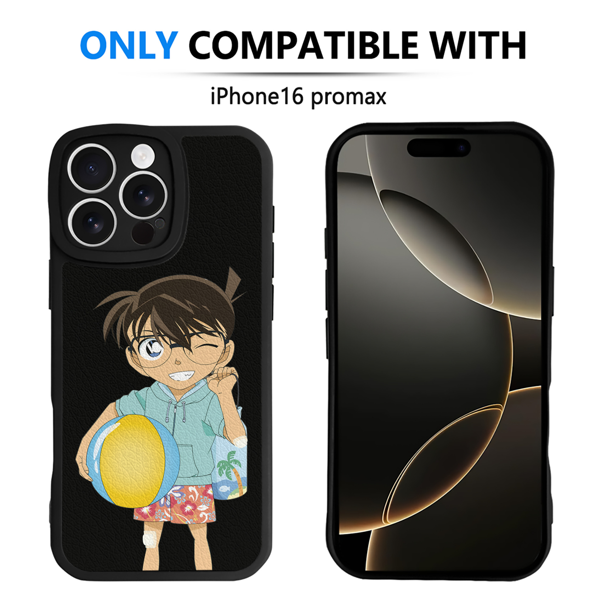 （画像用） 名探偵コナン 江戸川 コナン Detective Conan Conan Edogawa 【iPhone 16シリーズ対応】シリコンスマホケース（レザー調） 材質：シリコン